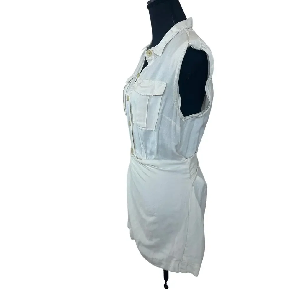 Derek Lam Beige Apron Wrap Mini Dress SIZE 4 Linen Designer Work Safari $365 - Picture 13 of 16